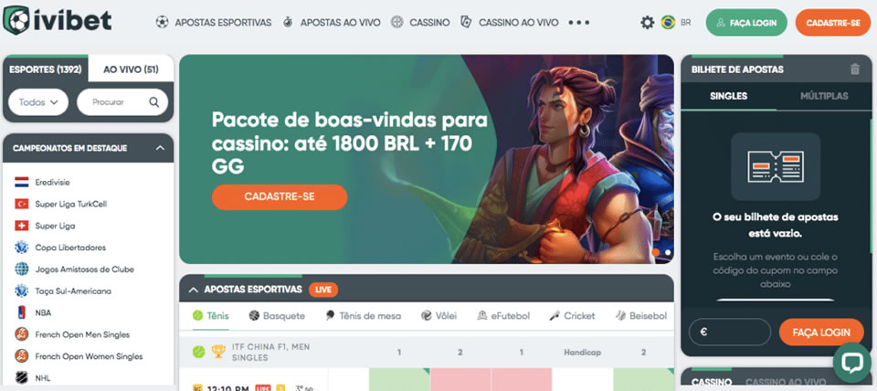 Uma sessão completa inclui vários tipos de apostas personalizadas para cada esporte e modalidade disponível na plataforma.